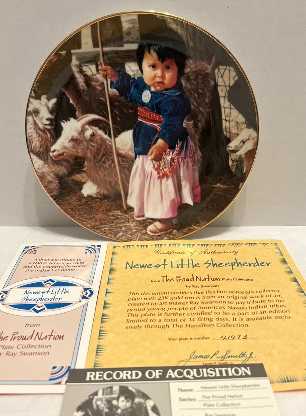Plate called Newest Little Sheepherder in Proud Nation Collection with COA Box
